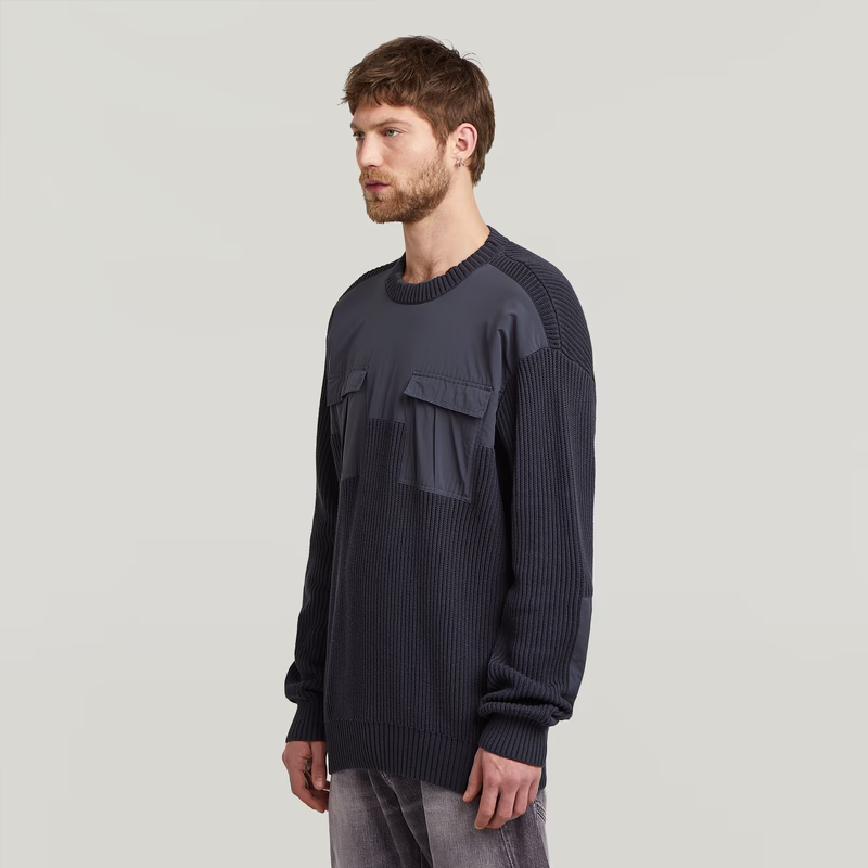 Woven Mix Knit Pullover