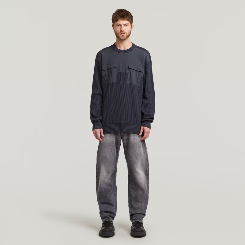 Woven Mix Knit Pullover