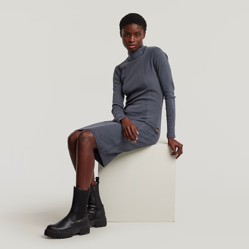 Washed Slim Rib Dress