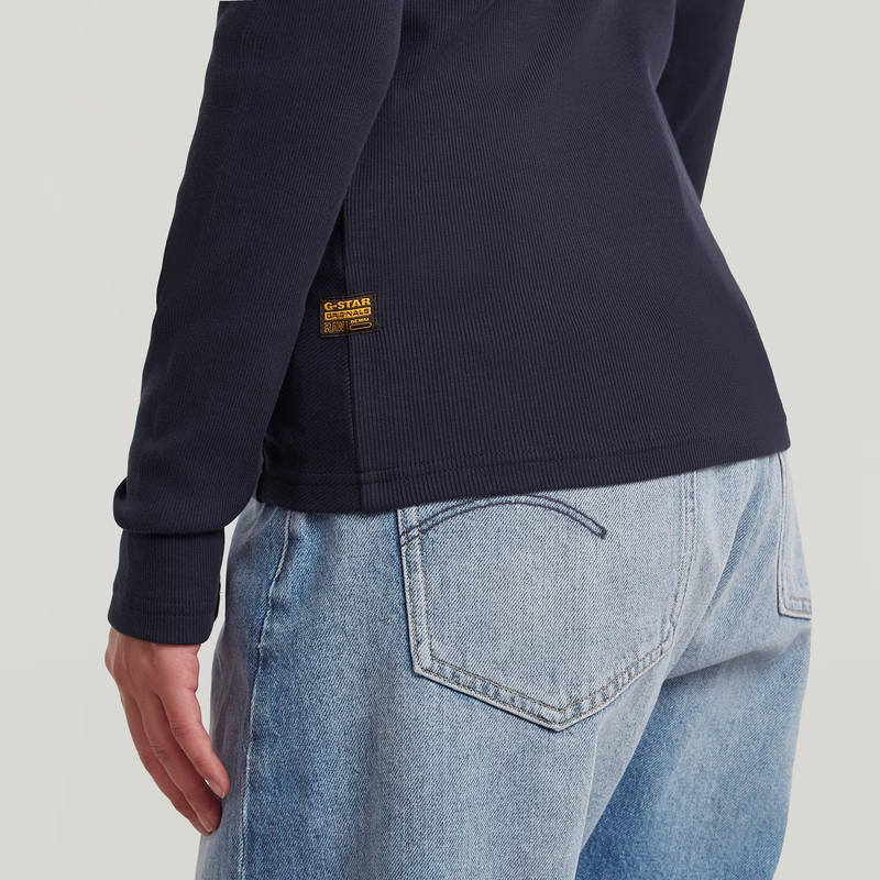 A-Line Slim Rib Mock T-Shirt
