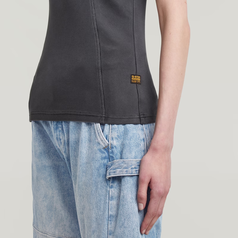 Washed A-Line Slim Rib T-Shirt