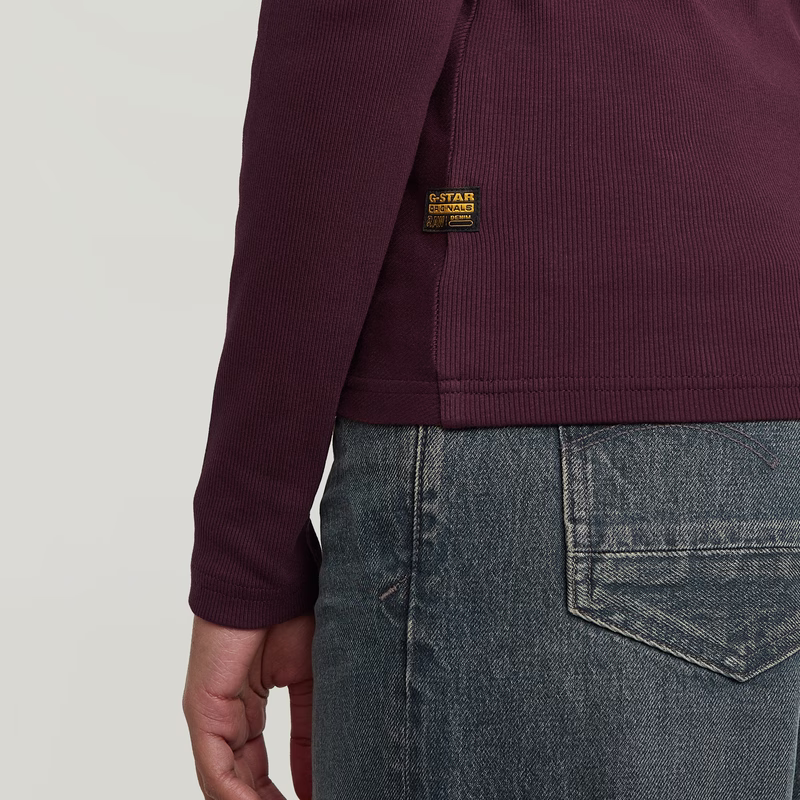 A-Line Slim Rib Mock T-Shirt