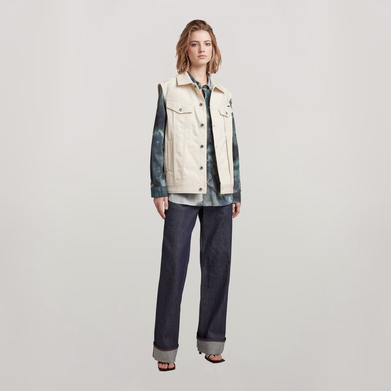 Oversized Denim Vest Evergreen