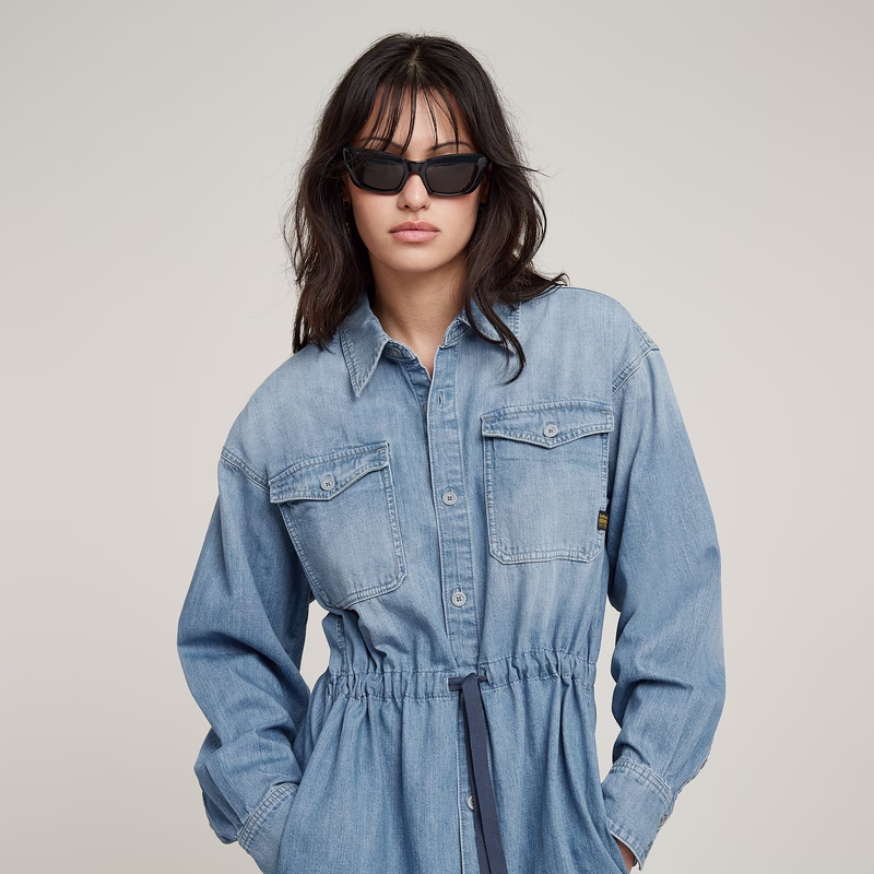 Relaxed Drawcord Denim Dress