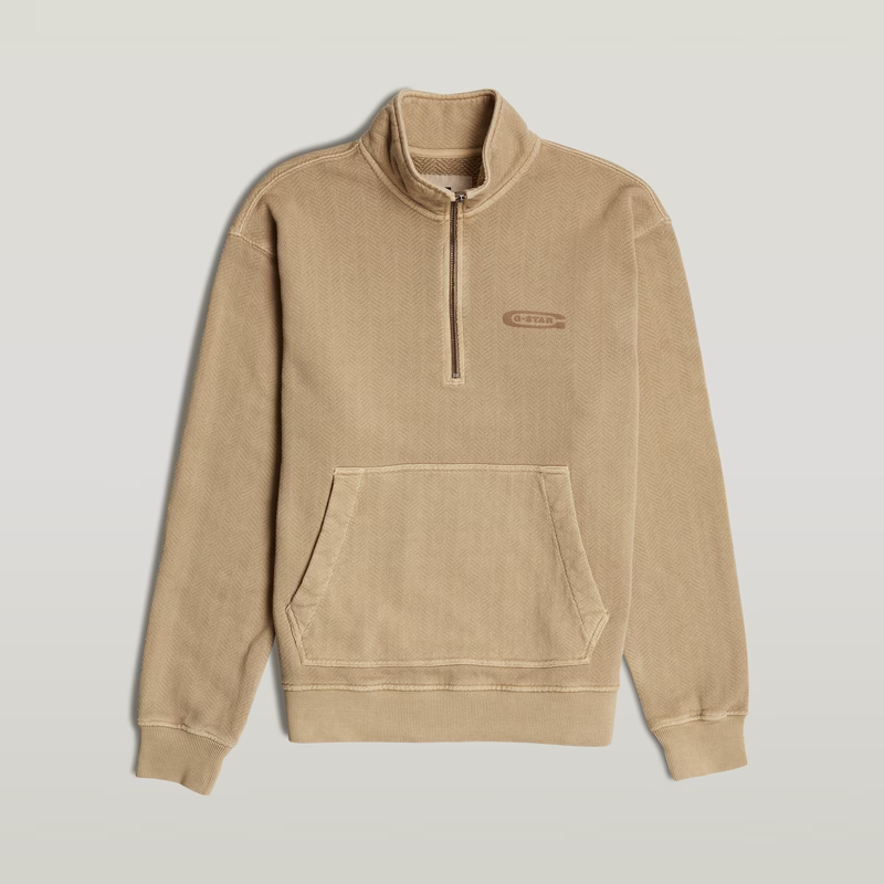 Washed Half Zip Relaxed Sweater