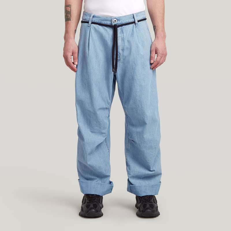 Pleated 3D Denim Pant