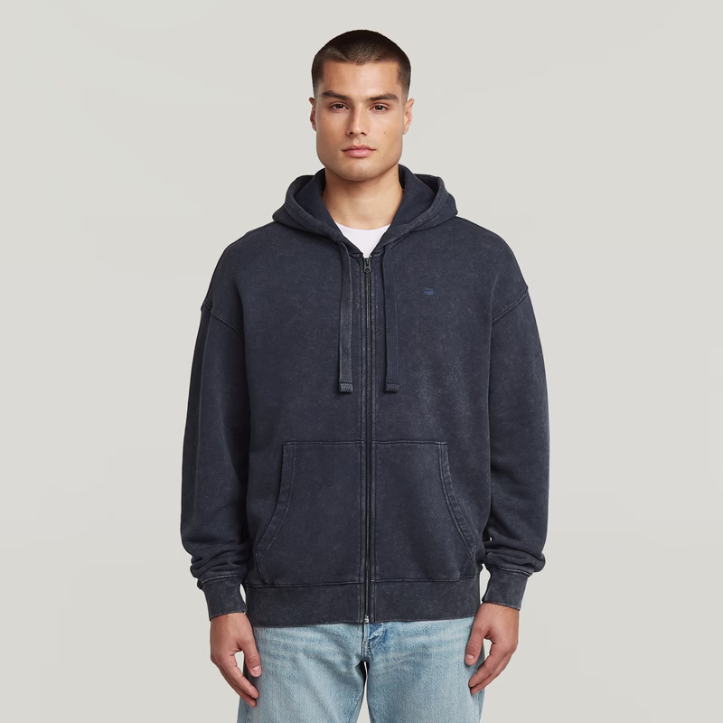 Washed Loose Full Zip Hoodie
