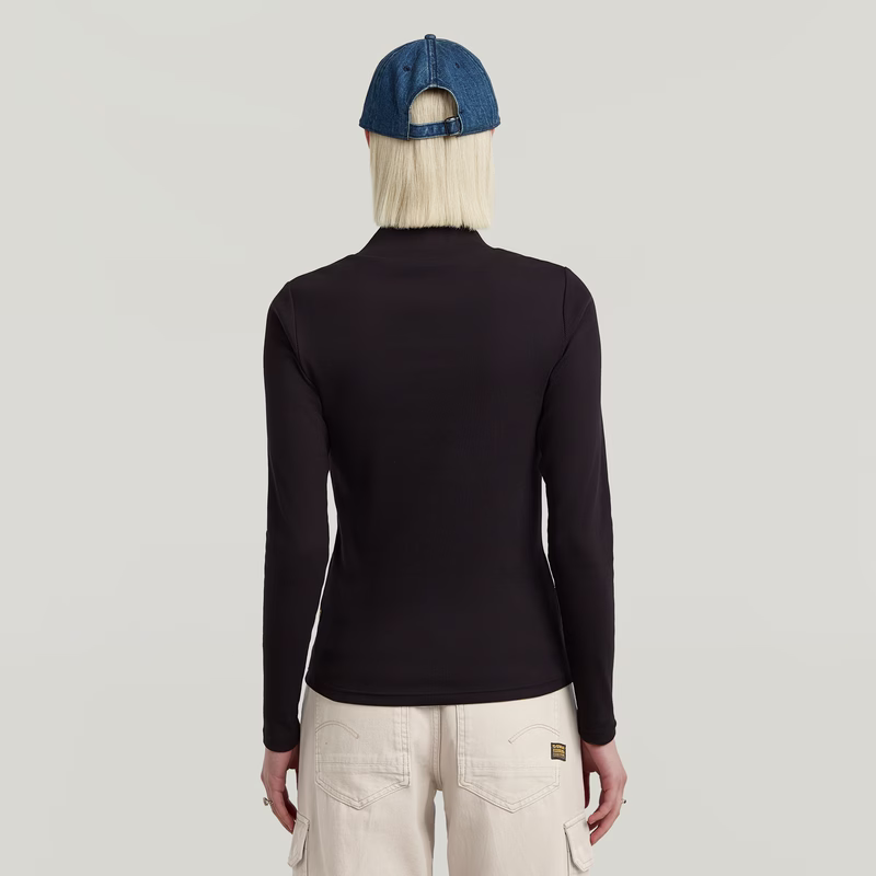 A-Line Slim Rib Mock T-Shirt