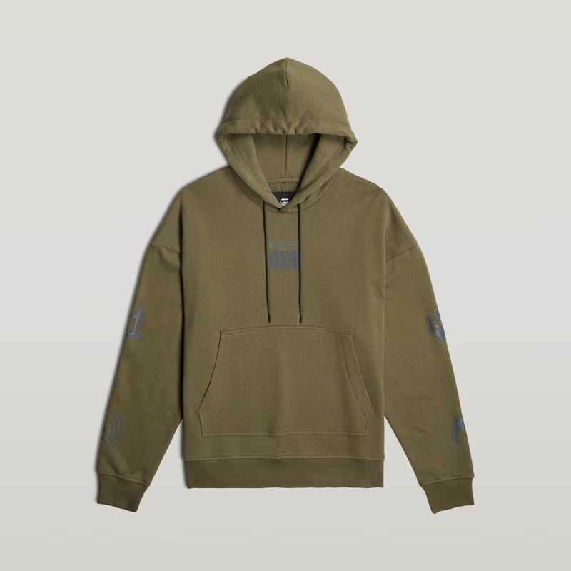 Multi Logo Loose Hooded Sweater