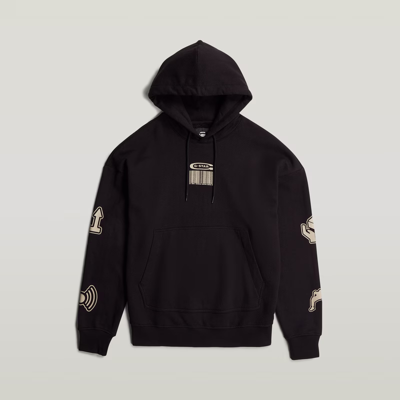 Multi Logo Loose Hooded Sweater