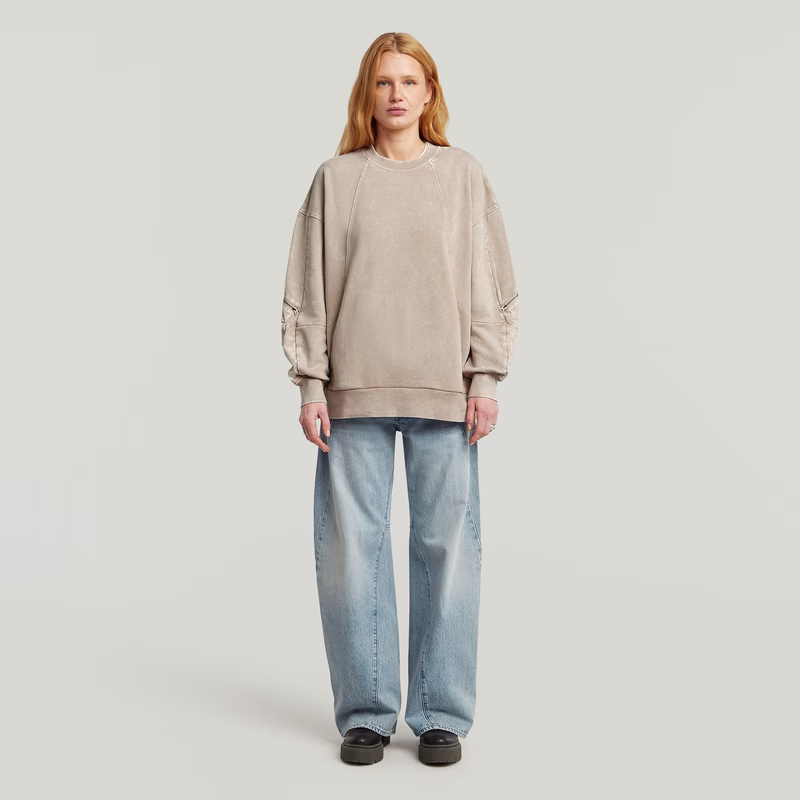 Washed 3D Mix Oversized Sweater