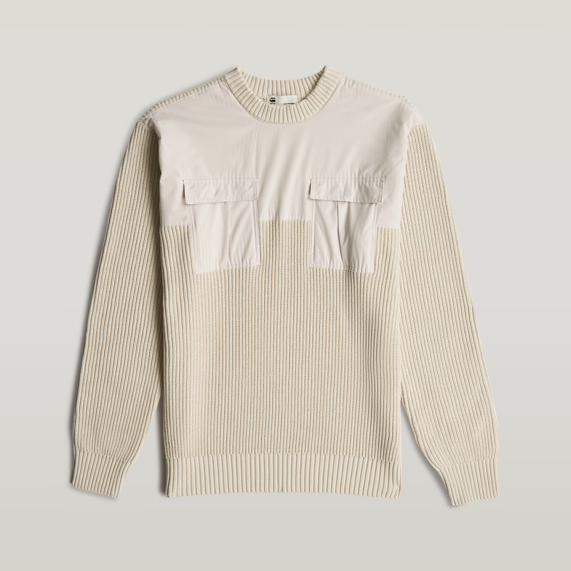 Woven Mix Knit Pullover