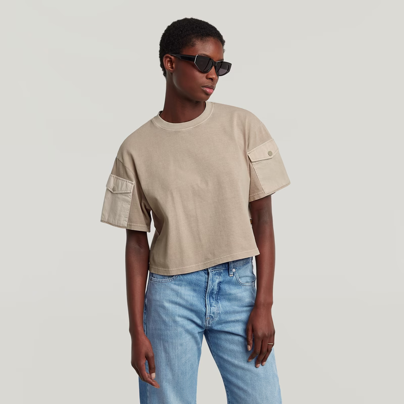 Washed Mix Boxy Cropped T-Shirt