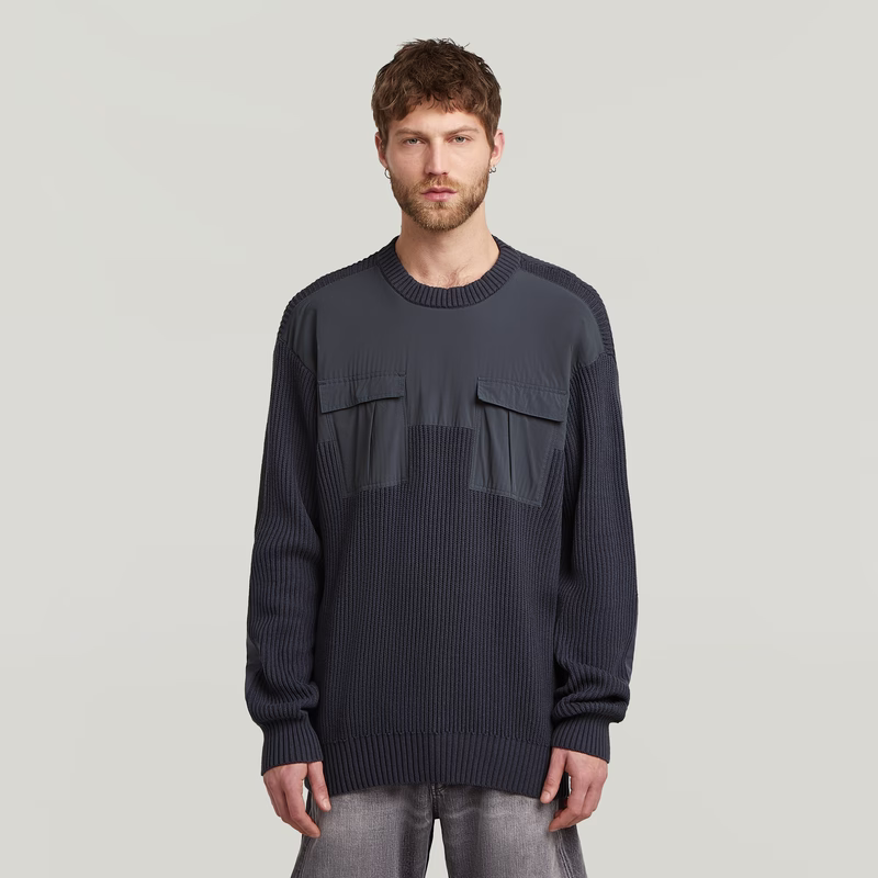 Woven Mix Knit Pullover