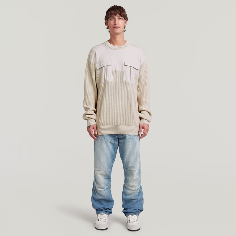 Woven Mix Knit Pullover