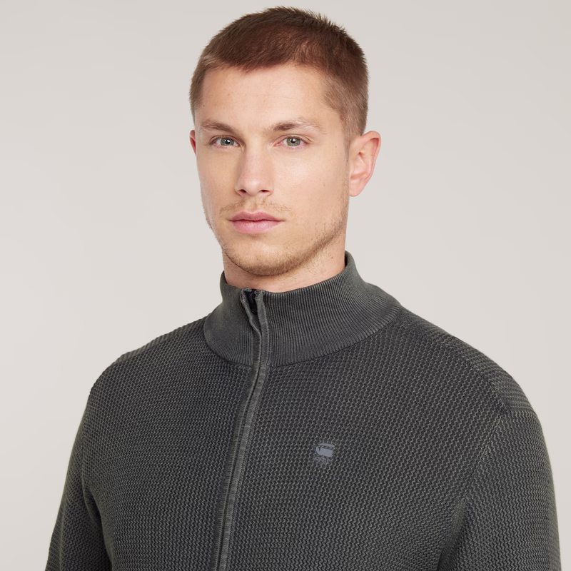 Serrated Full Zip Knitted Cardigan