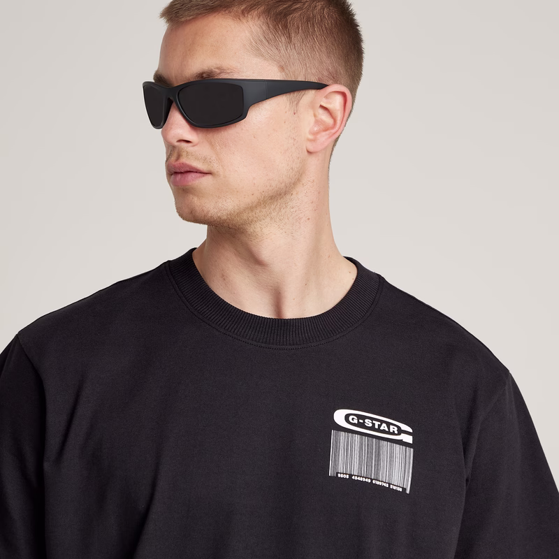 Barcode Back Graphic Loose T-Shirt