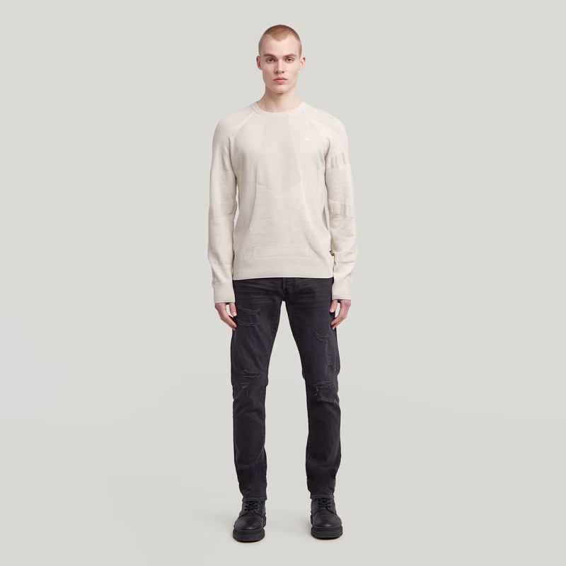 3D Biker Ribbed Knit Pullover