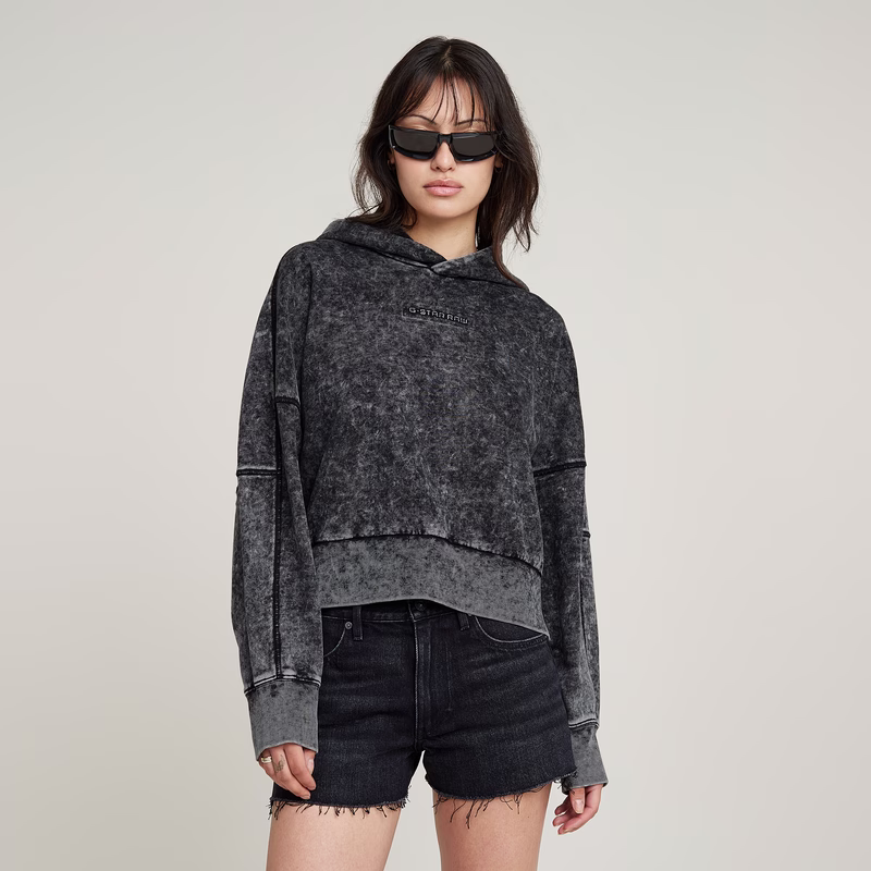 Embossed Oversized Hooded Sweater