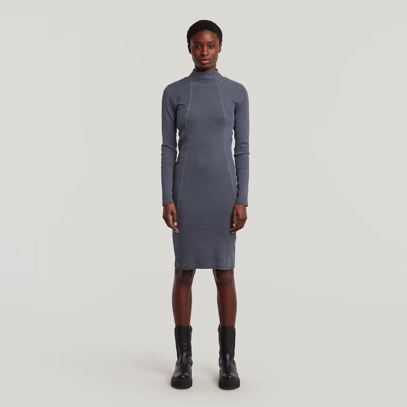 Washed Slim Rib Dress