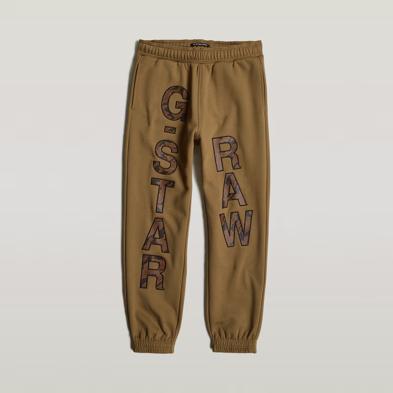 Embro Print Loose Tapered Sweat Pants