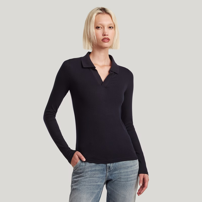 Ribbed Slim Polo