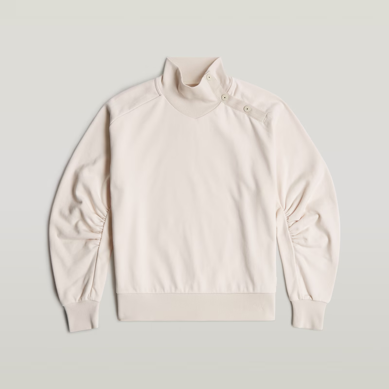 Asymmetric Button Mock Sweater