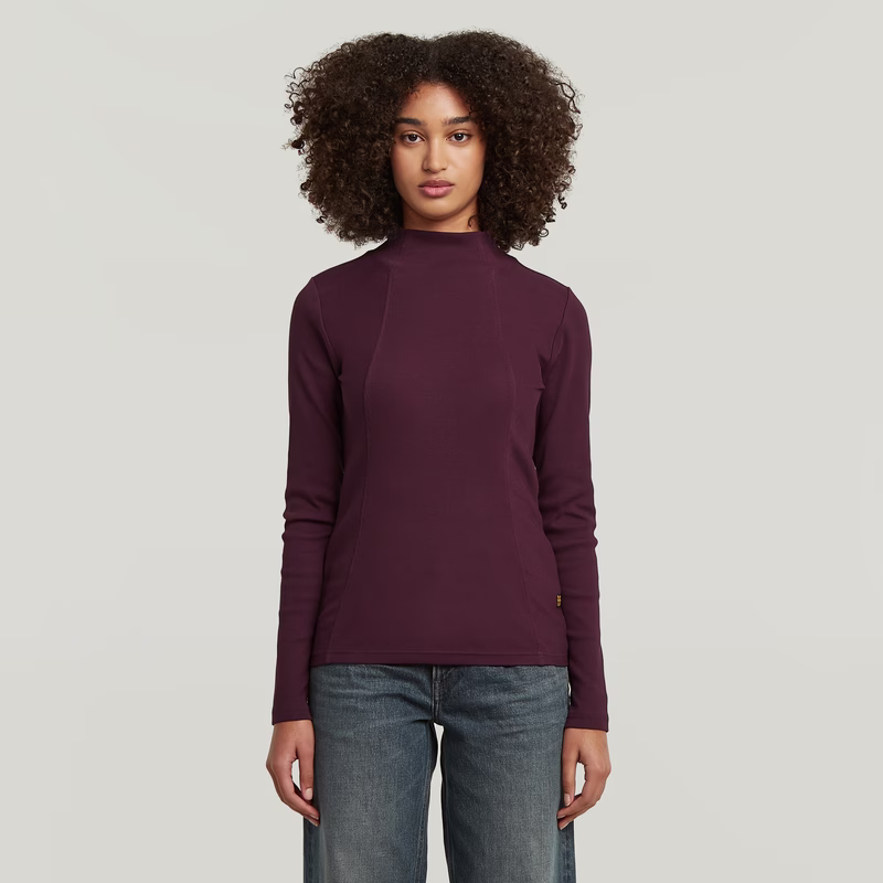 A-Line Slim Rib Mock T-Shirt