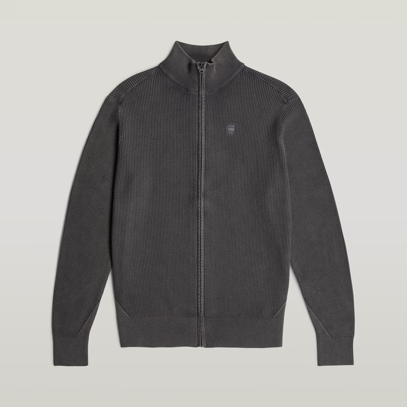 Serrated Full Zip Knitted Cardigan