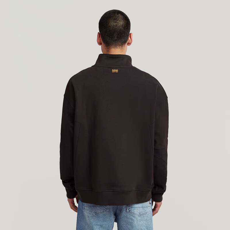Fabric Mix Half Zip Sweater
