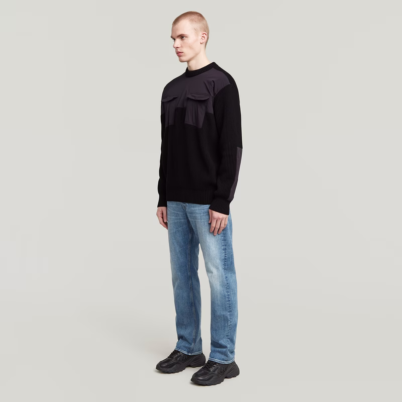 Woven Mix Knit Pullover