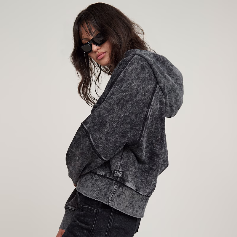 Embossed Oversized Hooded Sweater