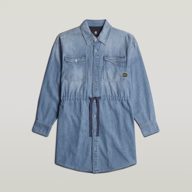 Relaxed Drawcord Denim Dress