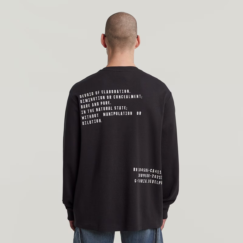 Back Embro Text Loose T-Shirt