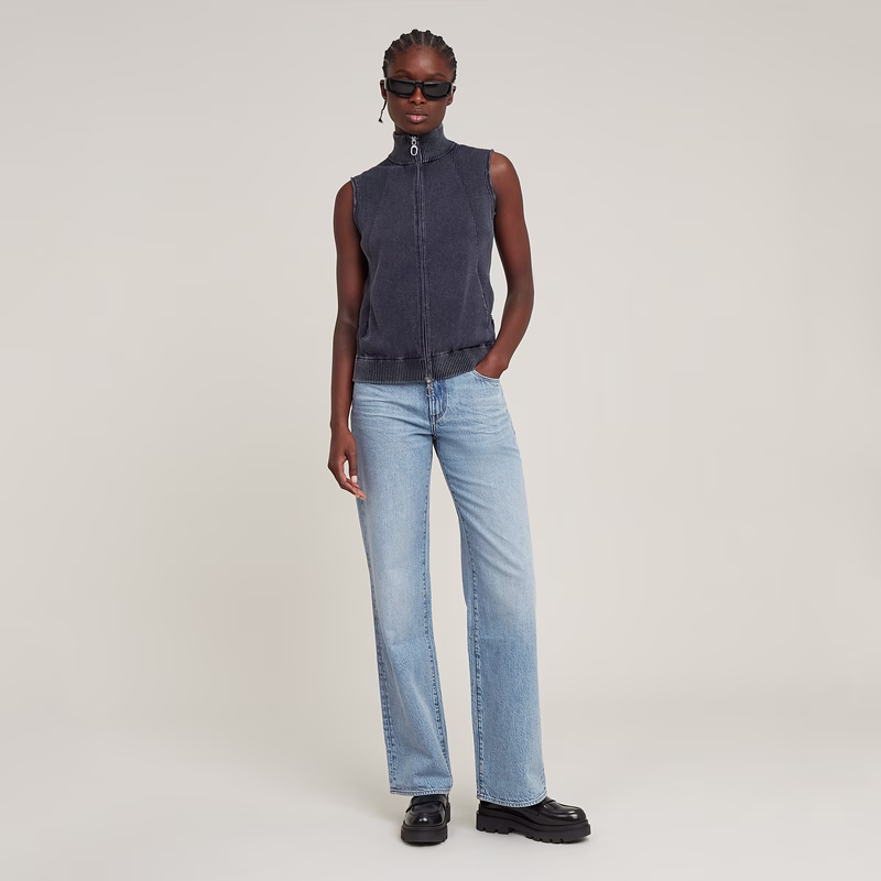 Washed Lightweight Zip Knitted Top