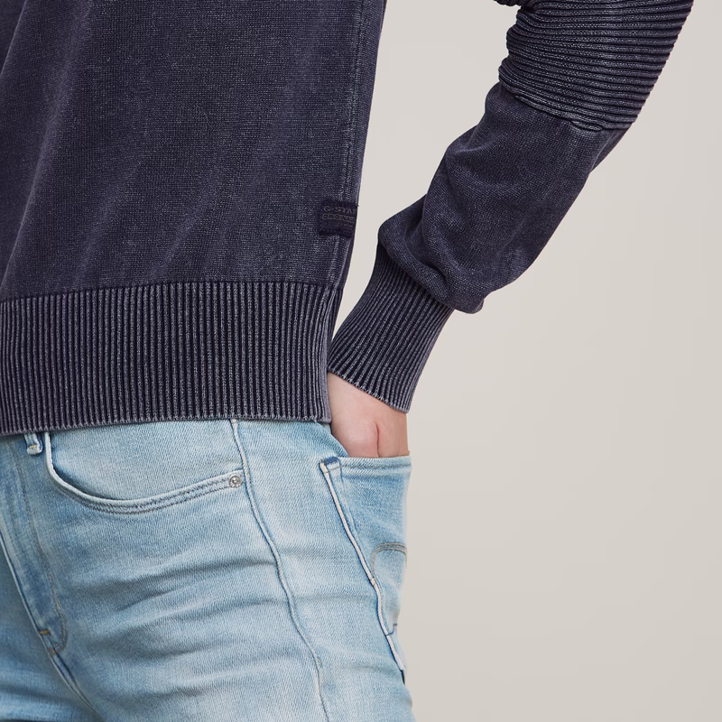 Washed Lightweight Biker Knitted Sweater