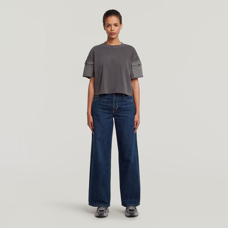 Washed Mix Boxy Cropped T-Shirt