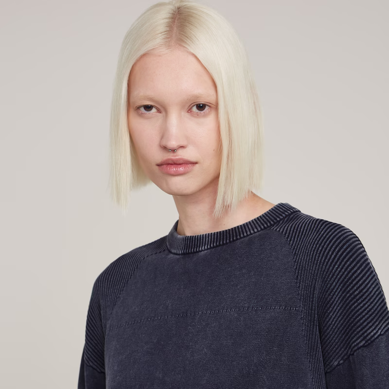 Washed Lightweight Biker Knitted Sweater