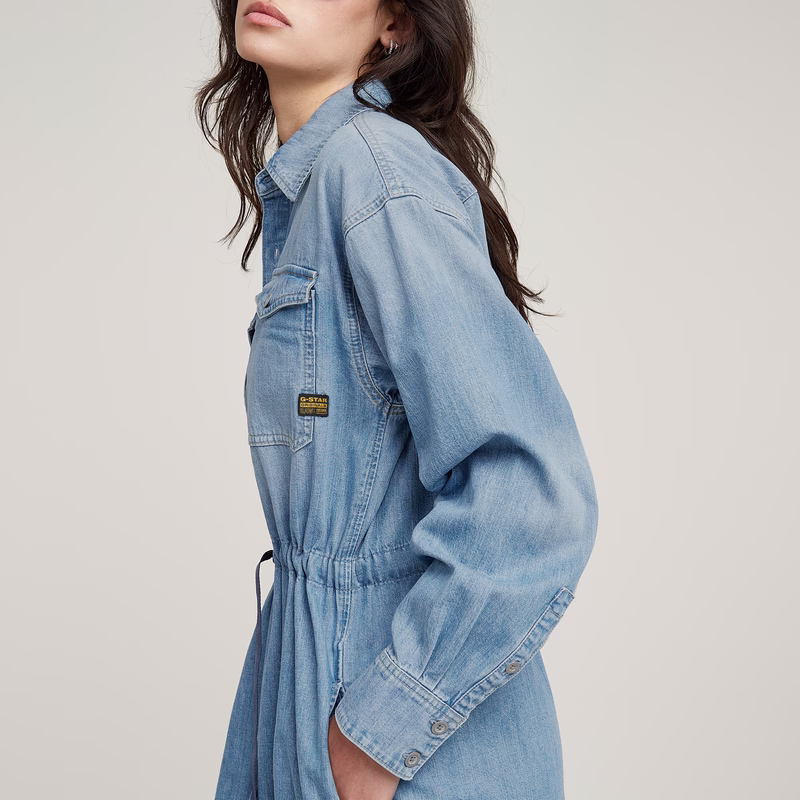 Relaxed Drawcord Denim Dress