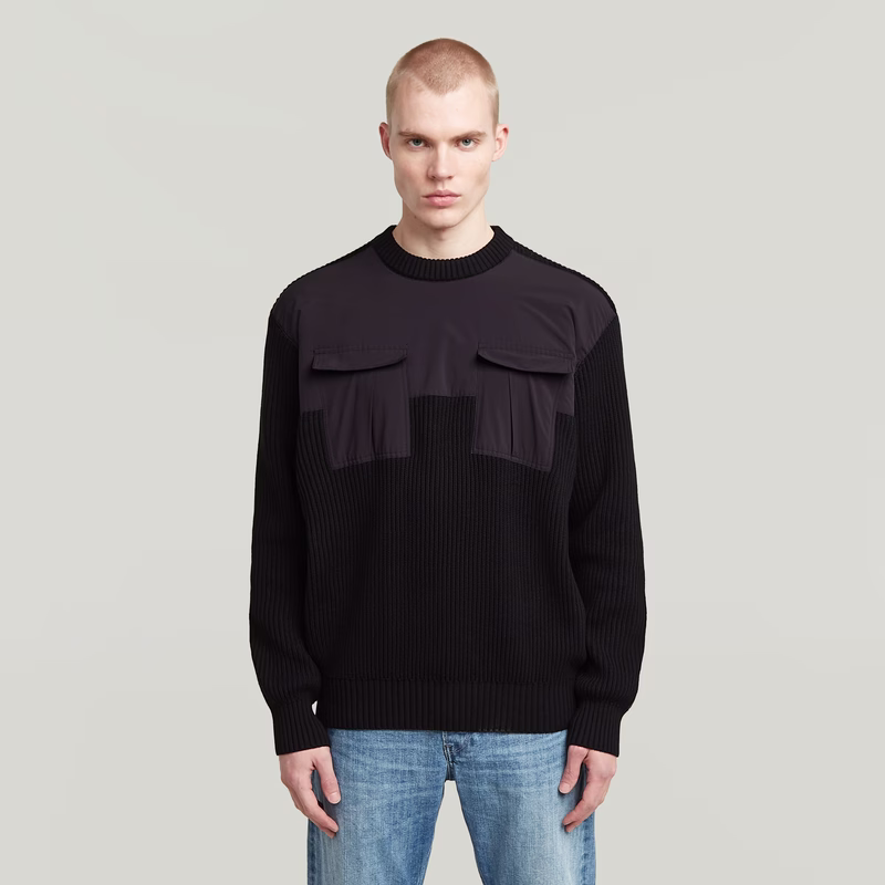 Woven Mix Knit Pullover