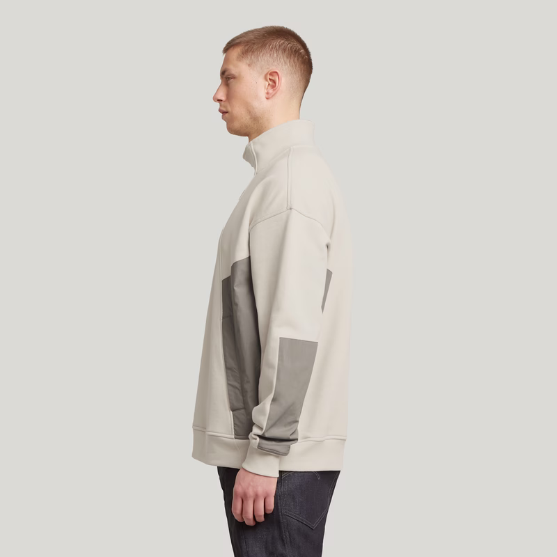 Fabric Mix Half Zip Sweater
