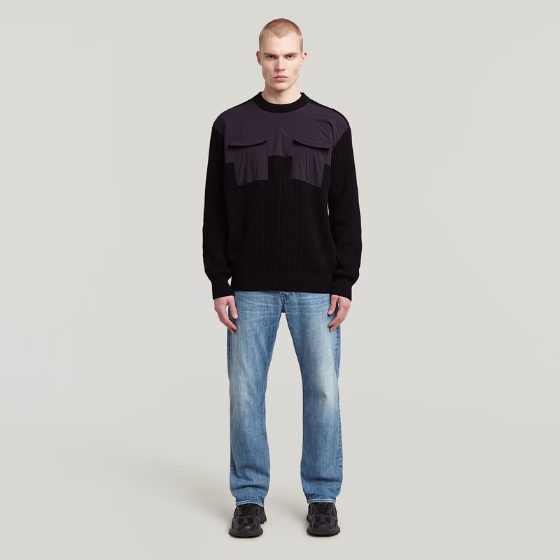 Woven Mix Knit Pullover