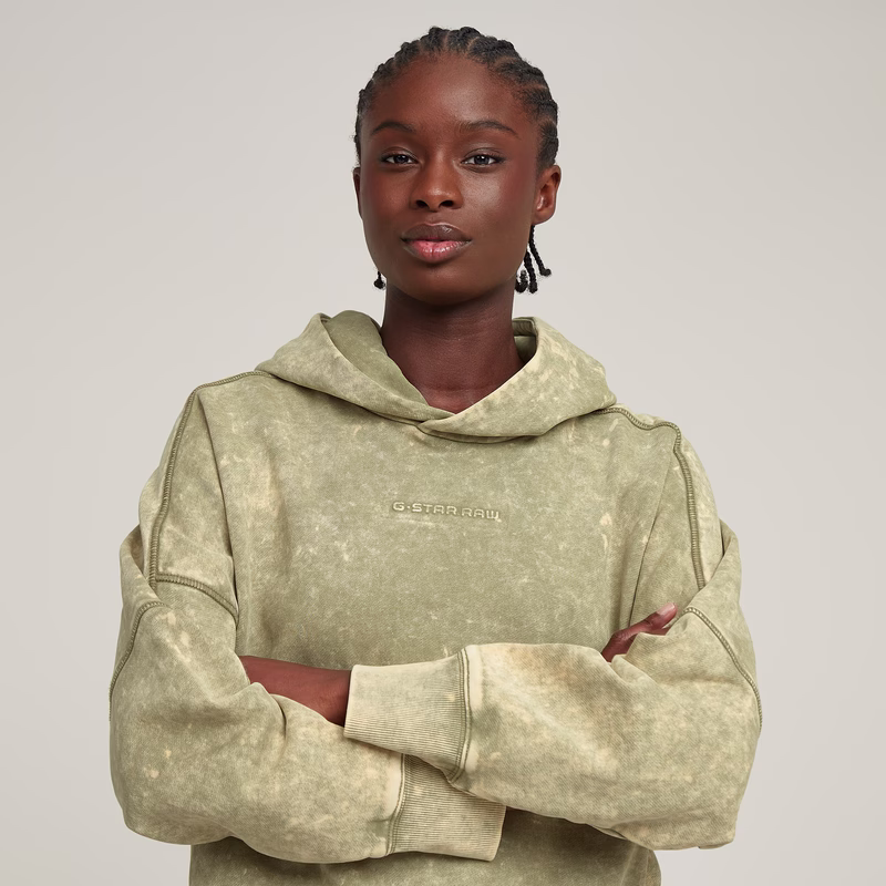 Embossed Oversized Hooded Sweater
