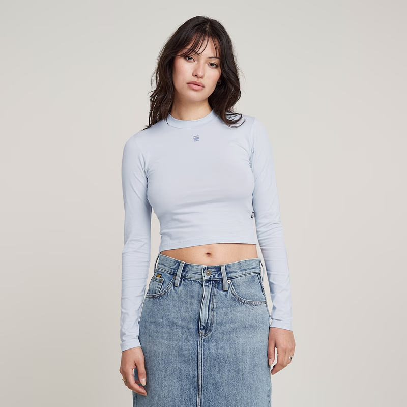 Cropped Mock Slim Top