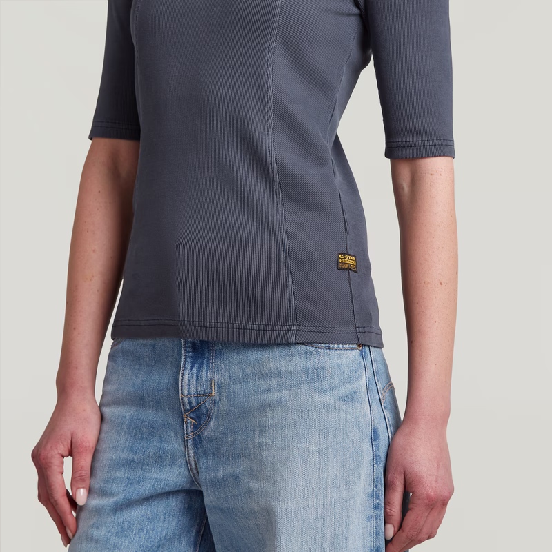 Washed A-Line Slim Rib T-Shirt