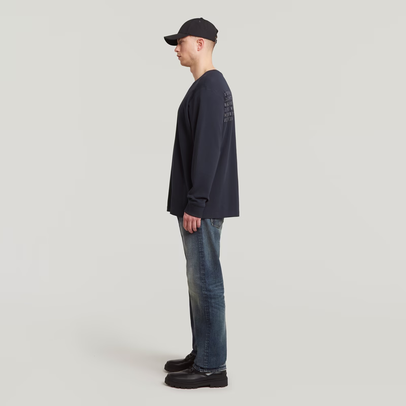 Back Embro Text Loose T-Shirt