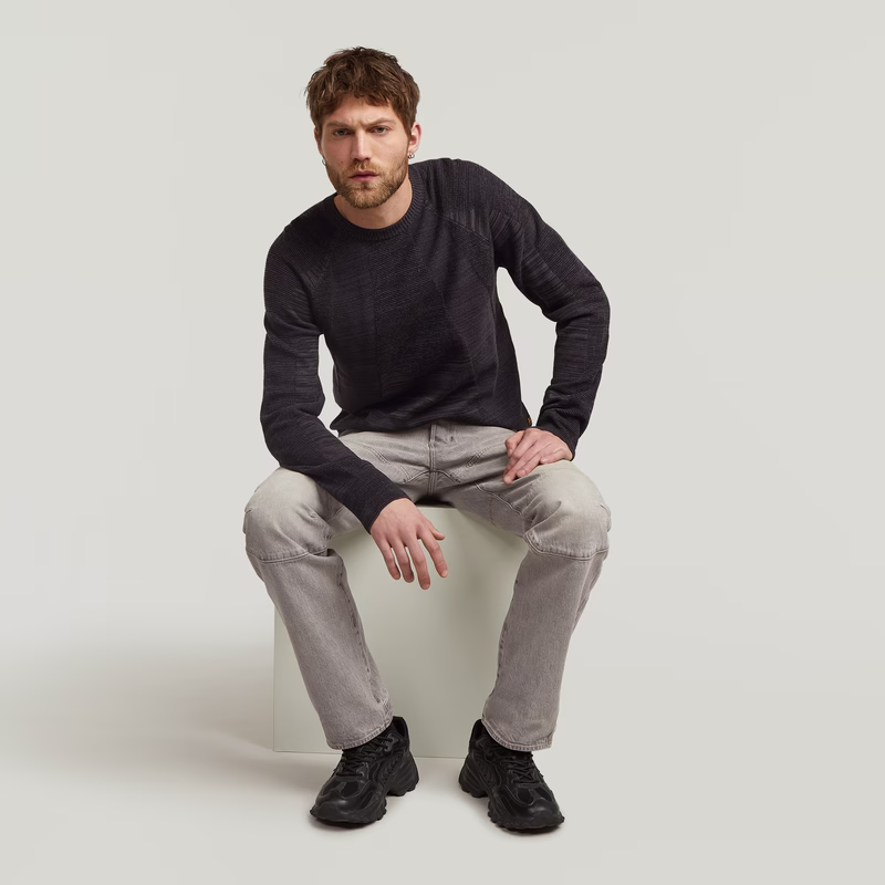3D Biker Ribbed Knit Pullover