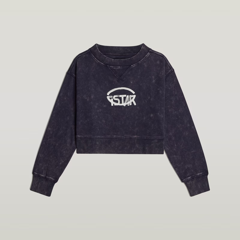 Overdyed Cropped Logo Loose Sweater