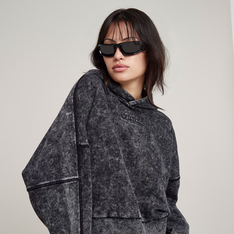 Embossed Oversized Hooded Sweater