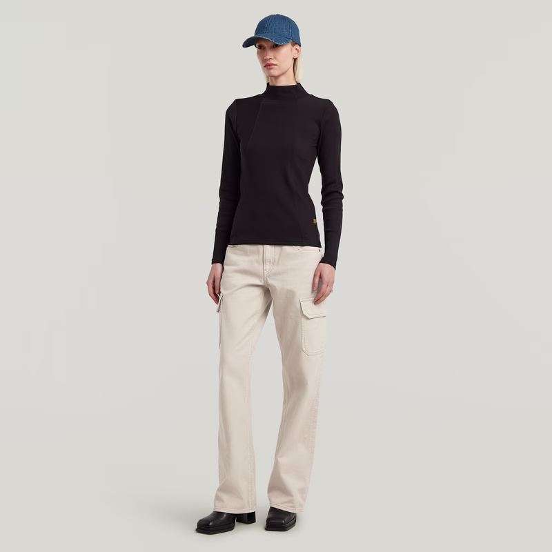 A-Line Slim Rib Mock T-Shirt